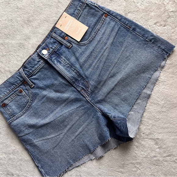 NWT Madewell The Perfect Jean Short Tencel Denim Magic Pockets Raw Hem Burnett